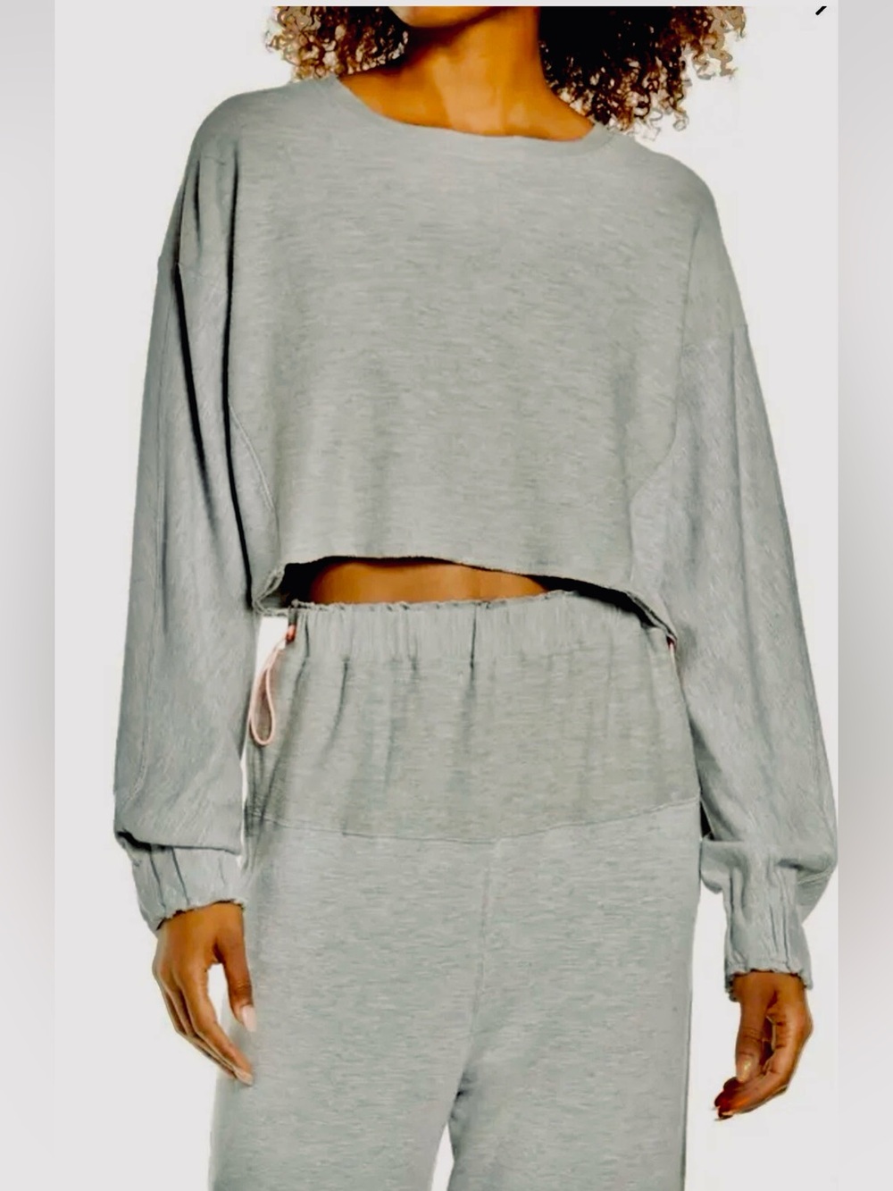 FP Movement by Free People Gray Cropped Long-Sleeve Top